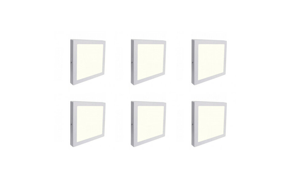 HLW LED LED Downlight 6-pack - Surface Mounted Square 18W - Natural White 4200K - Matte White Aluminum - 225mm