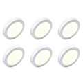 LED Downlight 6 Pack - Surface Mounted Round 18W - Natural White 4200K - Matt White Aluminum - Ø225mm
