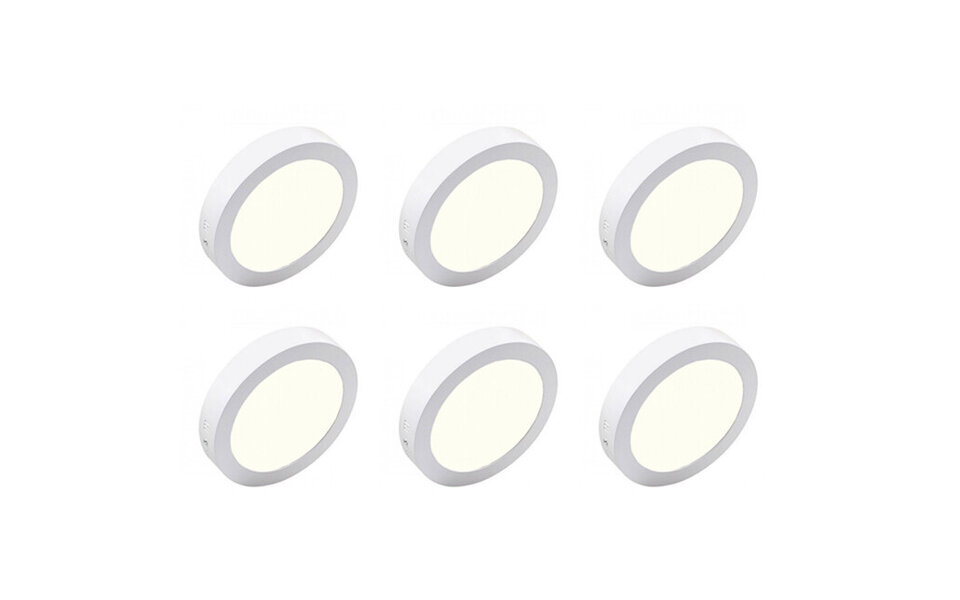 HLW LED LED Downlight 6 Pack - Opbouw Rond 18W - Natuurlijk Wit 4200K - Mat Wit Aluminium - Ø225mm