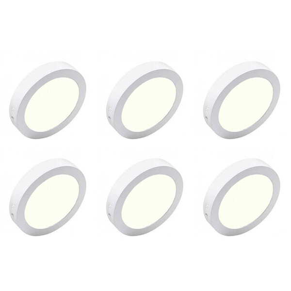 HLW LED LED Downlight 6 Pack - Opbouw Rond 18W - Natuurlijk Wit 4200K - Mat Wit Aluminium - Ø225mm HLW LED LED Downlight 6 Pack - Opbouw Rond 18W - Natuurlijk Wit 4200K - Mat Wit Aluminium - Ø225mm