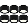LED downlight set 6x 10W 700lm 4200K opbouw mat zwart Ø140mm LED downlight set 6x 10W 700lm 4200K opbouw mat zwart Ø140mm