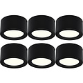 LED Downlight 6 Pack - Surface Mounted Round High 10W - Natural White 4200K - Matte Black Aluminum - Ø140mm LED Downlight 6 Pack - Surface Mounted Round High 10W - Natural White 4200K - Matte Black Aluminum - Ø140mm