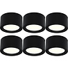 LED downlight set 6x 10W 700lm 4200K opbouw mat zwart Ø140mm Binnenverlichting LED downlight set 6x 10W 700lm 4200K opbouw mat zwart Ø140mm Binnenverlichting