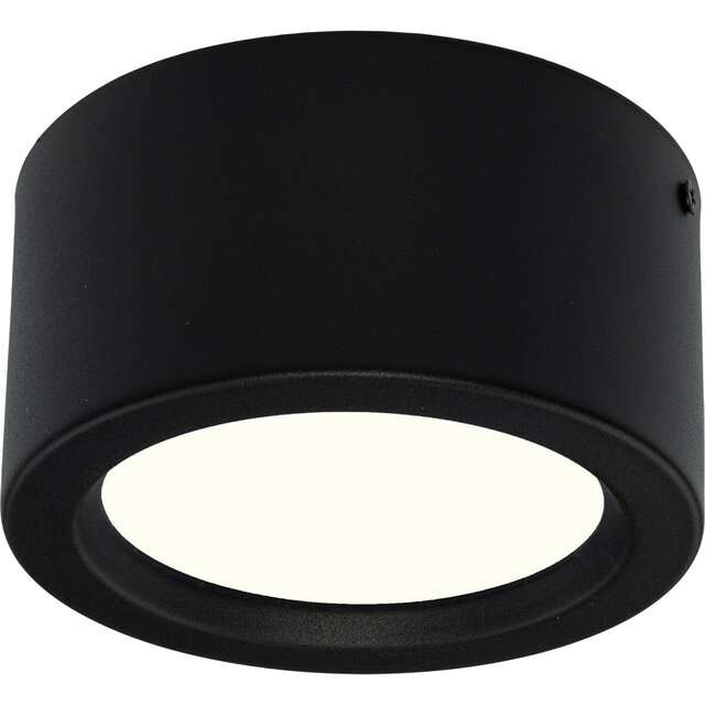 Zes matzwarte ronde LED downlights van 10W met 700 lumen en 4200K neutraal wit licht