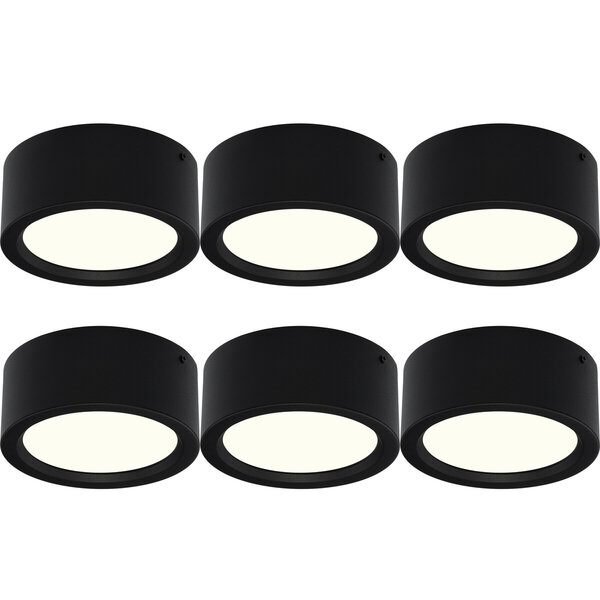 HLW LED LED Downlight 6 Pack - Opbouw Rond Hoog 15W - Natuurlijk Wit 4200K - Mat Zwart Aluminium - Ø180mm HLW LED LED Downlight 6 Pack - Opbouw Rond Hoog 15W - Natuurlijk Wit 4200K - Mat Zwart Aluminium - Ø180mm