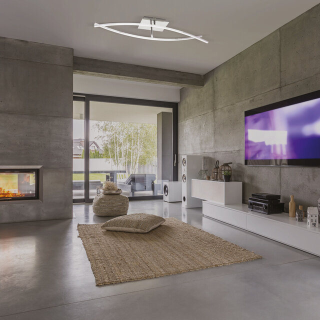 ronde mat chroom LED plafondlamp 16W 1211 lumen neutraal wit licht 4000K diameter 75 cm