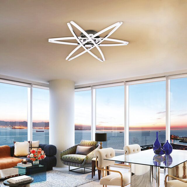 Ronde LED plafondlamp mat chroom 600 mm 35W 4000K neutraal wit licht 2100 lumen