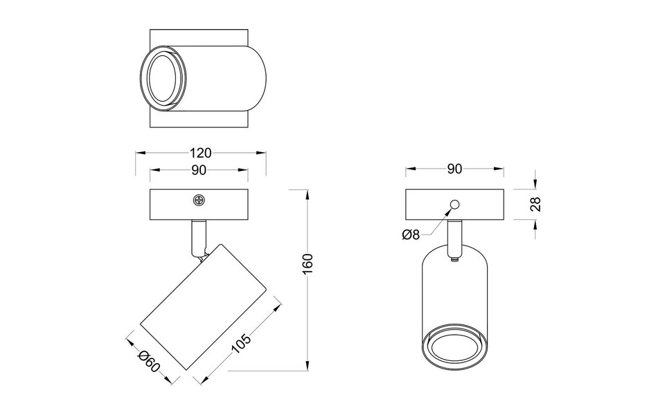 HLW LED LED Ceiling Spotlight - Trion Milona - GU10 Fitting - 1-light - Round - Matte White - Aluminum