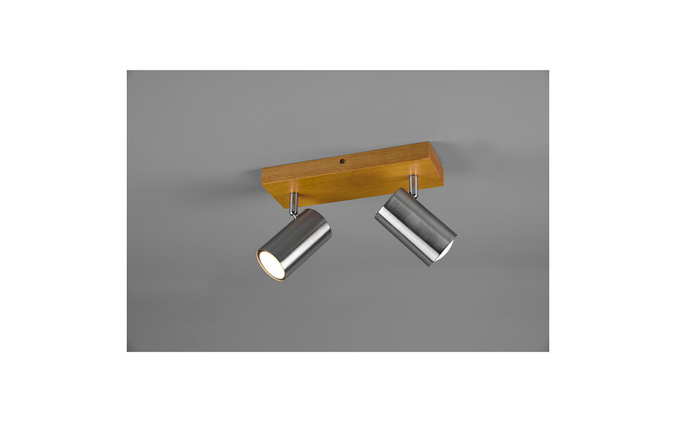 HLW LED LED Ceiling Spotlight - Trion Milona - GU10 Fitting - 2-light - Round - Matte Nickel - Aluminum