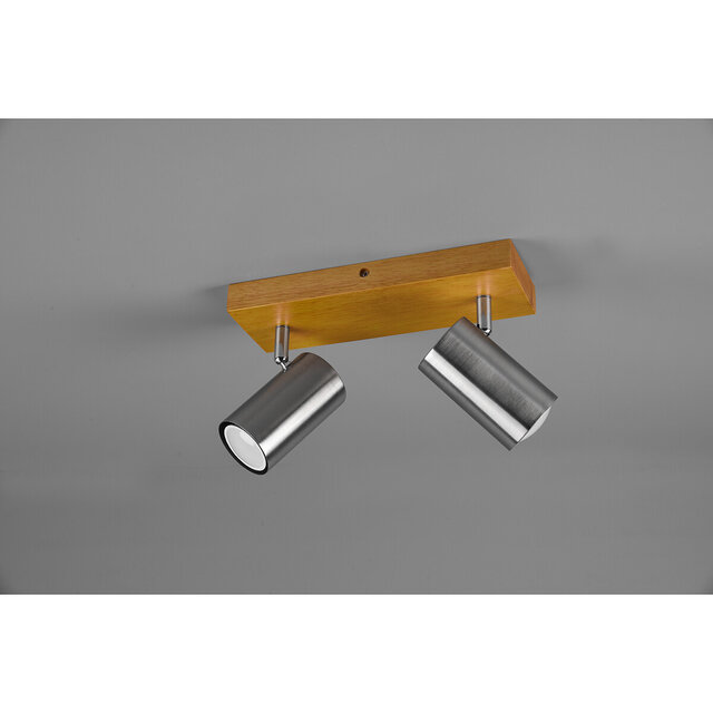 HLW LED LED Plafondspot - Trion Milona - GU10 Fitting - 2-lichts - Rond - Mat Nikkel - Aluminium