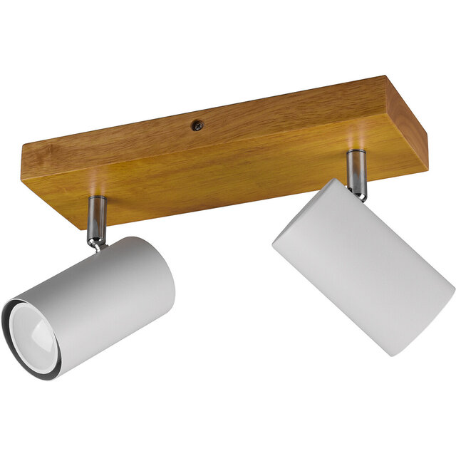 Mat witte Trion Milona plafondspot met 2 lichtpunten en GU10 fitting, geschikt voor binnenverlichting tot 35W wit licht Mat witte Trion Milona plafondspot met 2 lichtpunten en GU10 fitting, geschikt voor binnenverlichting tot 35W wit licht