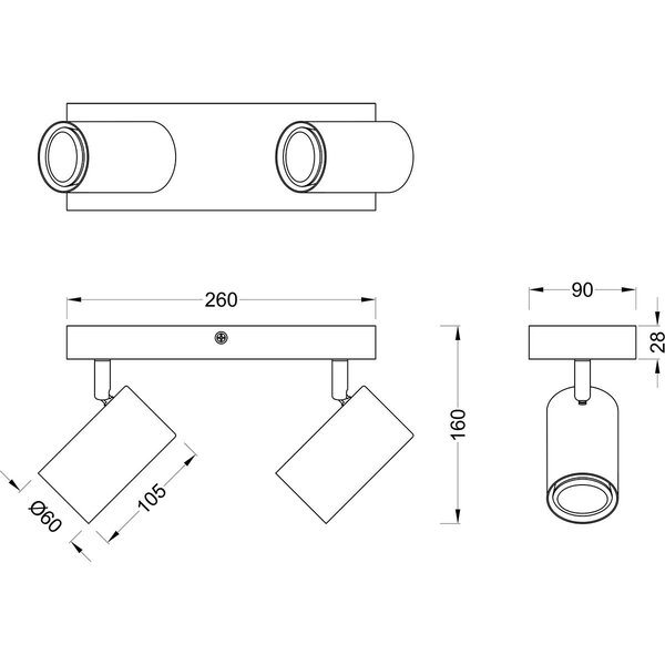 HLW LED LED Plafondspot - Trion Milona - GU10 Fitting - 2-lichts - Rond - Mat Wit - Aluminium HLW LED LED Plafondspot - Trion Milona - GU10 Fitting - 2-lichts - Rond - Mat Wit - Aluminium