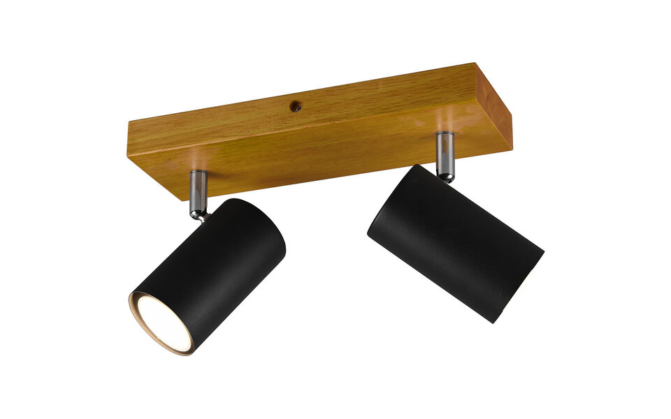 HLW LED LED Ceiling Spotlight - Trion Milona - GU10 Fitting - 2-light - Round - Matte Black - Aluminum