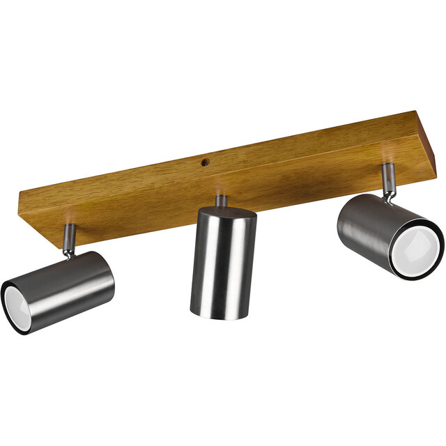 Drie-lichts LED plafondspot met GU10 fitting in mat nikkel, geschikt tot 35W verlichting Drie-lichts LED plafondspot met GU10 fitting in mat nikkel, geschikt tot 35W verlichting