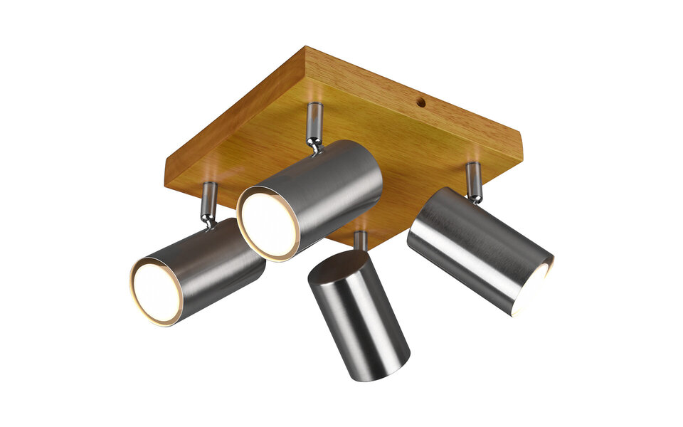 HLW LED LED Ceiling Spotlight - Trion Milona - GU10 Fitting - 4-light - Round - Matte Nickel - Aluminum