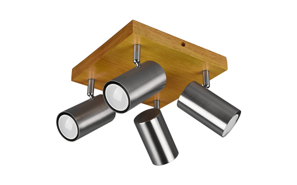 HLW LED LED Ceiling Spotlight - Trion Milona - GU10 Fitting - 4-light - Round - Matte Nickel - Aluminum