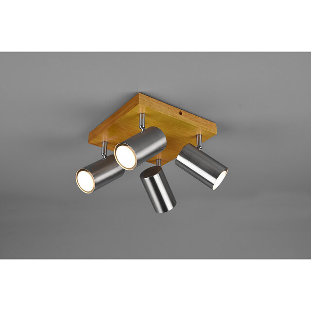 HLW LED LED Plafondspot - Trion Milona - GU10 Fitting - 4-lichts - Rond - Mat Nikkel - Aluminium