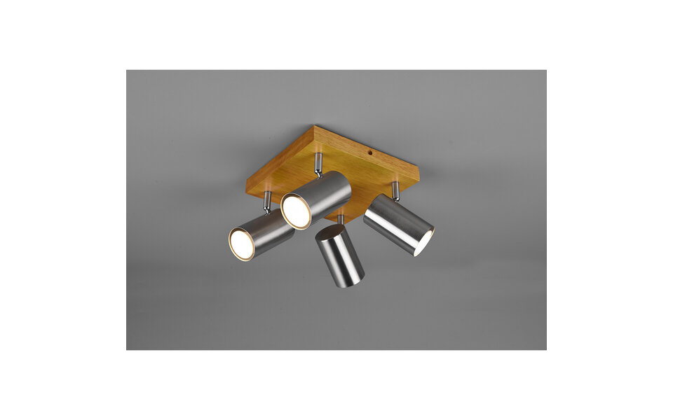 HLW LED LED Ceiling Spotlight - Trion Milona - GU10 Fitting - 4-light - Round - Matte Nickel - Aluminum