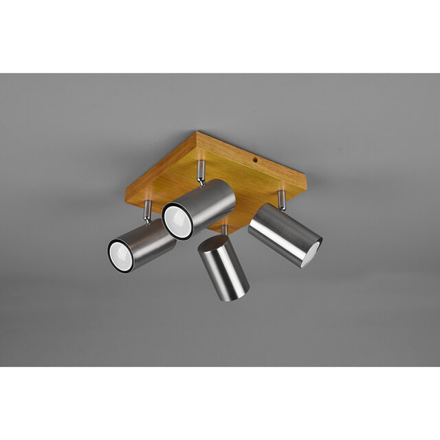 HLW LED LED Ceiling Spotlight - Trion Milona - GU10 Fitting - 4-light - Round - Matte Nickel - Aluminum