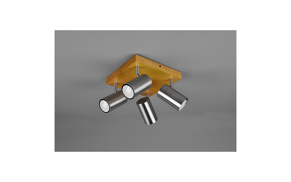 HLW LED LED Plafondspot - Trion Milona - GU10 Fitting - 4-lichts - Rond - Mat Nikkel - Aluminium