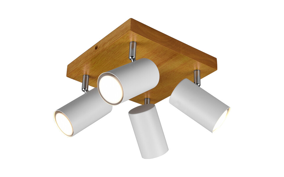 HLW LED LED Ceiling Spotlight - Trion Milona - GU10 Fitting - 4-light - Round - Matte White - Aluminum