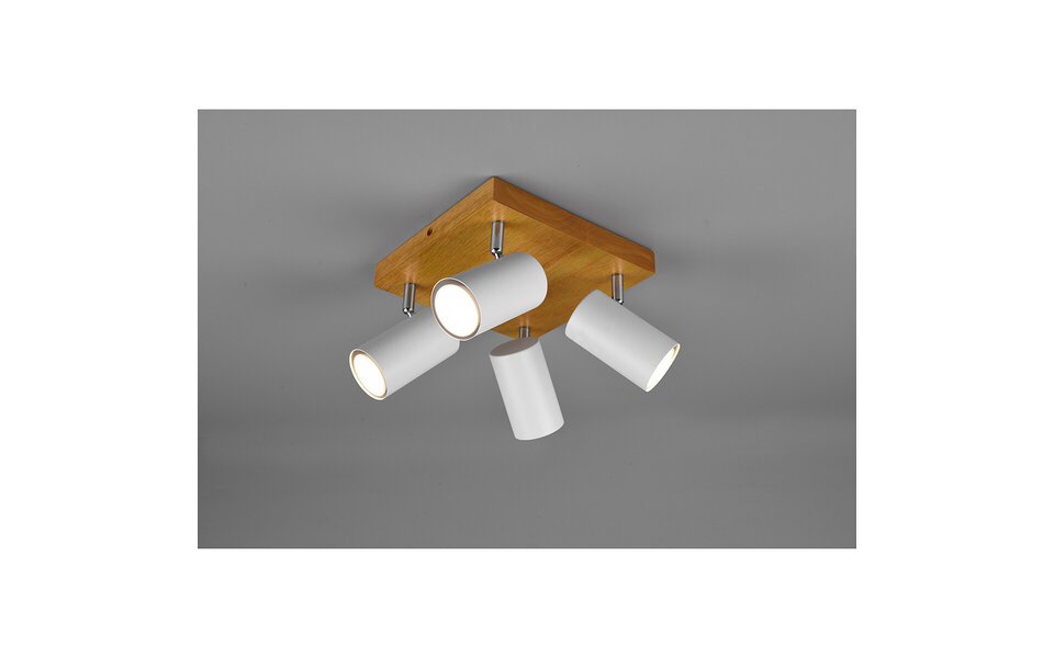 HLW LED LED Ceiling Spotlight - Trion Milona - GU10 Fitting - 4-light - Round - Matte White - Aluminum
