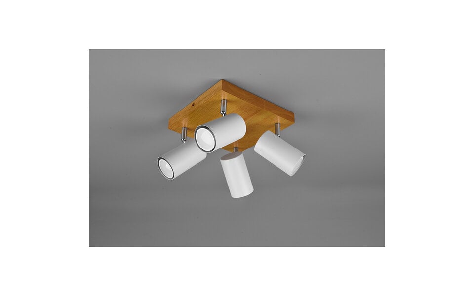 HLW LED LED Ceiling Spotlight - Trion Milona - GU10 Fitting - 4-light - Round - Matte White - Aluminum