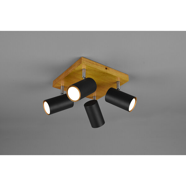 HLW LED LED Plafondspot - Trion Milona - GU10 Fitting - 4-lichts - Rond - Mat Zwart - Aluminium HLW LED LED Plafondspot - Trion Milona - GU10 Fitting - 4-lichts - Rond - Mat Zwart - Aluminium