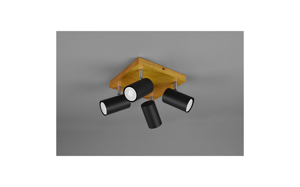 HLW LED LED Plafondspot - Trion Milona - GU10 Fitting - 4-lichts - Rond - Mat Zwart - Aluminium