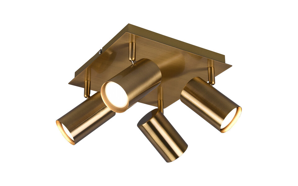 HLW LED LED Plafondspot - Trion Monla - GU10 Fitting - 4-lichts - Rond - Antiek Koper - Aluminium