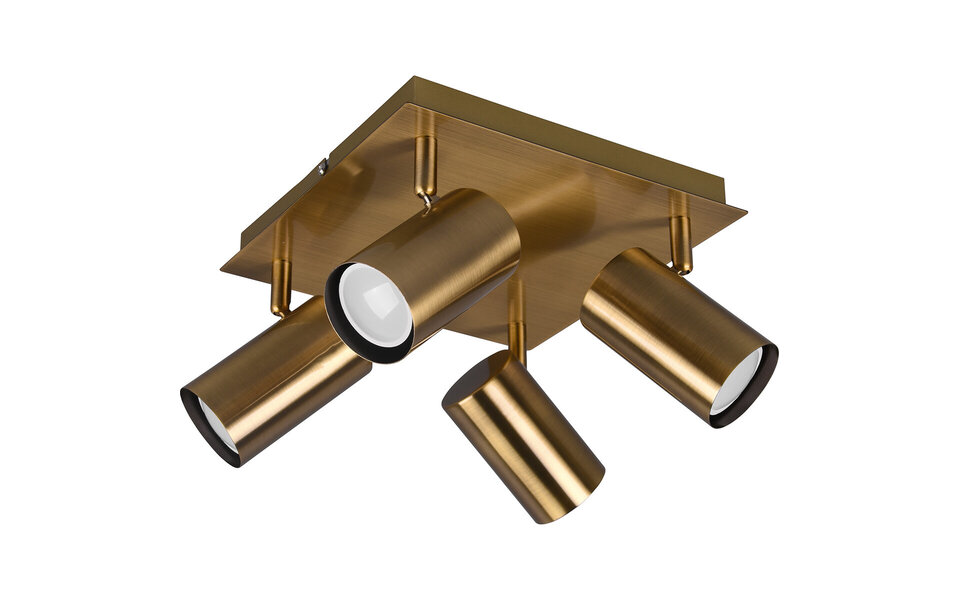 HLW LED LED Plafondspot - Trion Monla - GU10 Fitting - 4-lichts - Rond - Antiek Koper - Aluminium