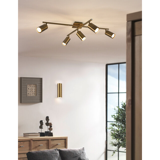 HLW LED LED Ceiling Spotlight - Trion Monla - GU10 Fitting - 6 Lights - Round - Antique Copper - Aluminum HLW LED LED Ceiling Spotlight - Trion Monla - GU10 Fitting - 6 Lights - Round - Antique Copper - Aluminum