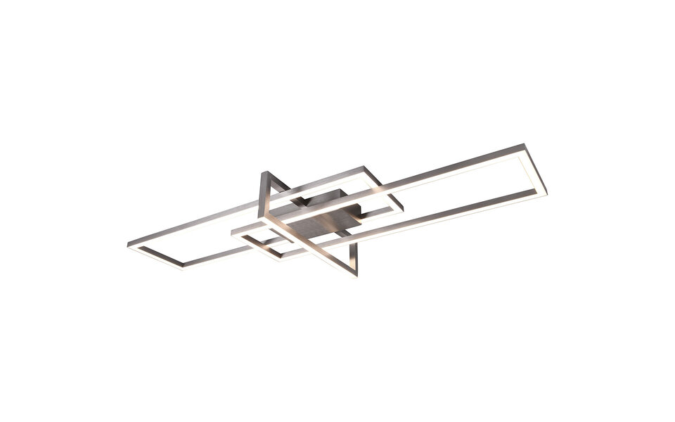 HLW LED LED Plafondlamp - Plafondverlichting - Trion Salana - 34W - Warm Wit 3000K - Dimbaar - Rechthoek - Mat Nikkel - Aluminium