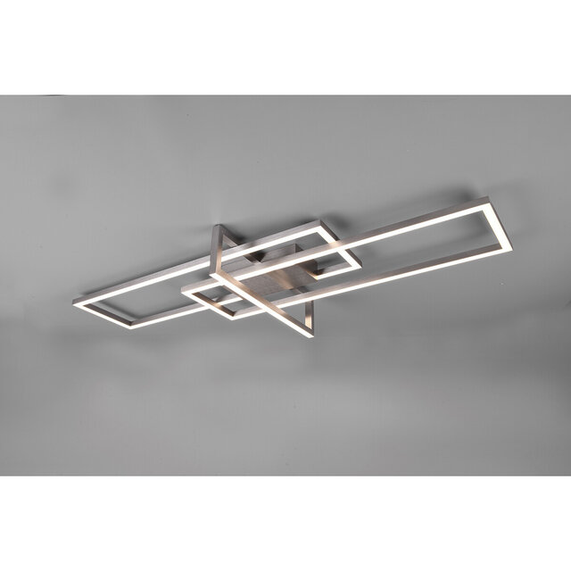 HLW LED LED Plafondlamp - Plafondverlichting - Trion Salana - 34W - Warm Wit 3000K - Dimbaar - Rechthoek - Mat Nikkel - Aluminium