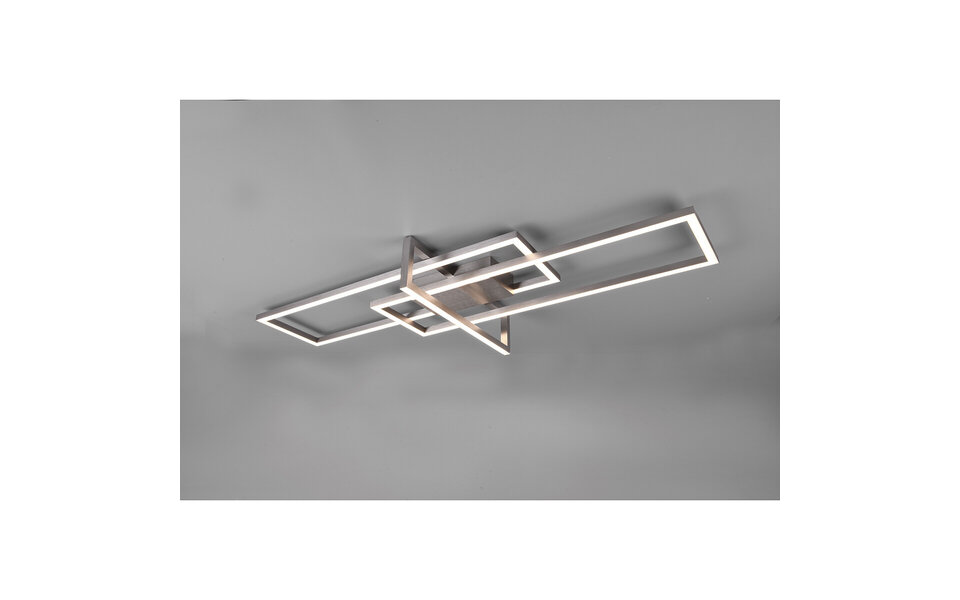 HLW LED LED Plafondlamp - Plafondverlichting - Trion Salana - 34W - Warm Wit 3000K - Dimbaar - Rechthoek - Mat Nikkel - Aluminium