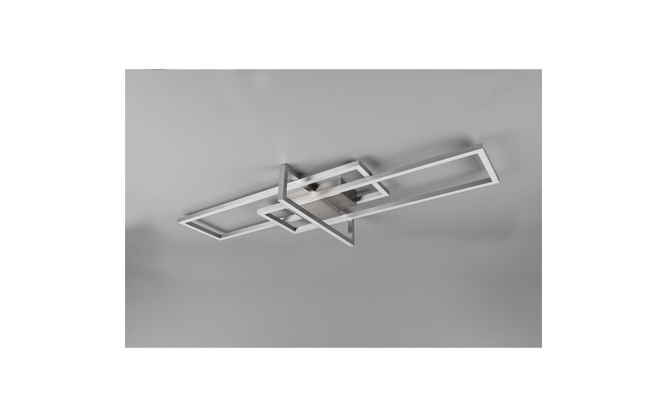 HLW LED LED Plafondlamp - Plafondverlichting - Trion Salana - 34W - Warm Wit 3000K - Dimbaar - Rechthoek - Mat Nikkel - Aluminium