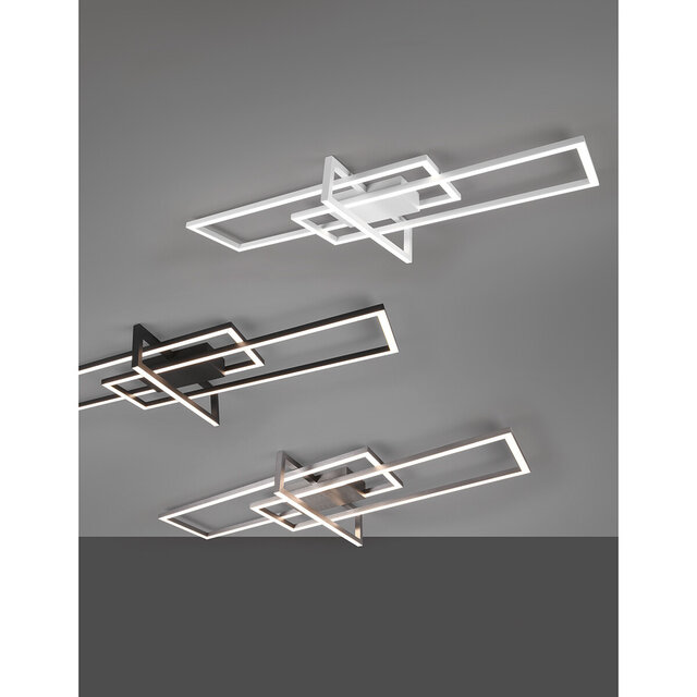 HLW LED LED Plafondlamp - Plafondverlichting - Trion Salana - 34W - Warm Wit 3000K - Dimbaar - Rechthoek - Mat Nikkel - Aluminium