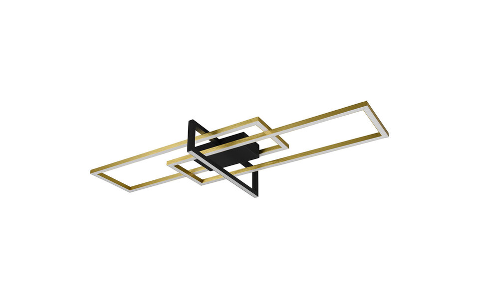 HLW LED LED Ceiling Lamp - Ceiling Lighting - Trion Salana - 34W - Warm White 3000K - Dimmable - Rectangle - Matte Black/Gold - Aluminum