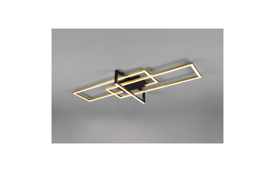 HLW LED LED Plafondlamp - Plafondverlichting - Trion Salana - 34W - Warm Wit 3000K - Dimbaar - Rechthoek - Mat Zwart/Goud - Aluminium HLW LED LED Plafondlamp - Plafondverlichting - Trion Salana - 34W - Warm Wit 3000K - Dimbaar - Rechthoek - Mat Zwart/Goud - Aluminium
