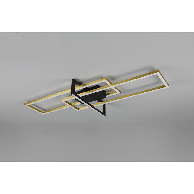 HLW LED LED Plafondlamp - Plafondverlichting - Trion Salana - 34W - Warm Wit 3000K - Dimbaar - Rechthoek - Mat Zwart/Goud - Aluminium HLW LED LED Plafondlamp - Plafondverlichting - Trion Salana - 34W - Warm Wit 3000K - Dimbaar - Rechthoek - Mat Zwart/Goud - Aluminium