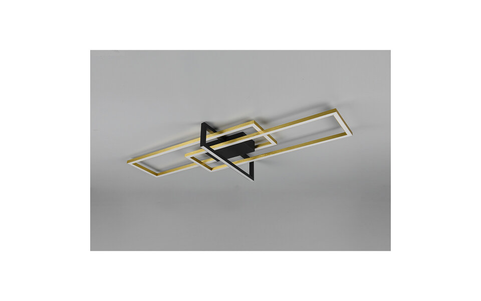 HLW LED LED Ceiling Lamp - Ceiling Lighting - Trion Salana - 34W - Warm White 3000K - Dimmable - Rectangle - Matte Black/Gold - Aluminum