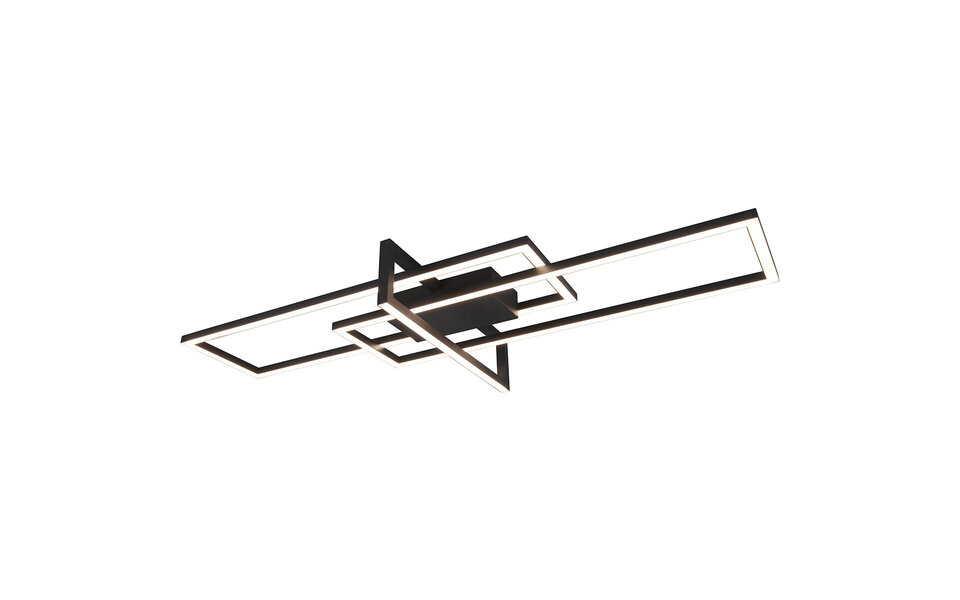 HLW LED LED Ceiling Lamp - Ceiling Lighting - Trion Salana - 34W - Warm White 3000K - Dimmable - Rectangle - Matte Black - Aluminum