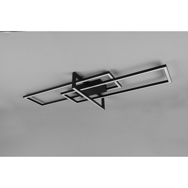 HLW LED LED Ceiling Lamp - Ceiling Lighting - Trion Salana - 34W - Warm White 3000K - Dimmable - Rectangle - Matte Black - Aluminum