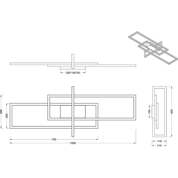 HLW LED LED Plafondlamp - Plafondverlichting - Trion Salana - 34W - Warm Wit 3000K - Dimbaar - Rechthoek - Mat Zwart - Aluminium HLW LED LED Plafondlamp - Plafondverlichting - Trion Salana - 34W - Warm Wit 3000K - Dimbaar - Rechthoek - Mat Zwart - Aluminium