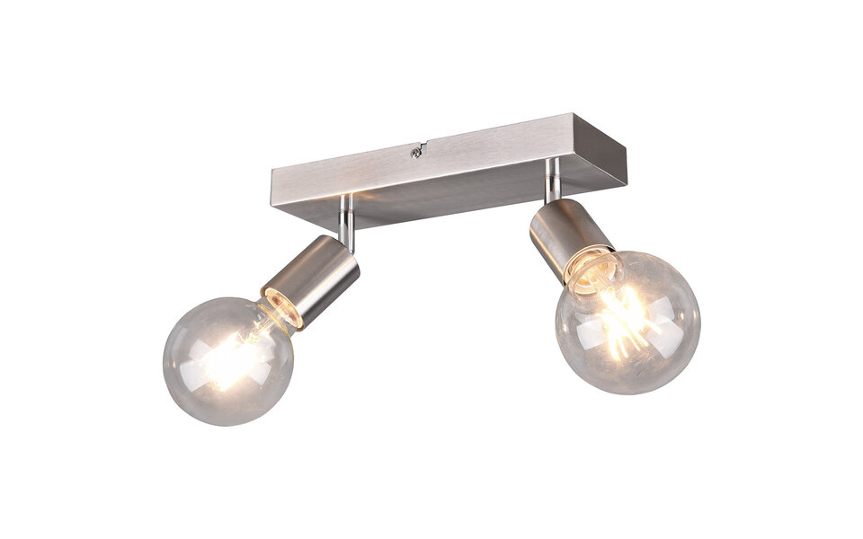 HLW LED LED Plafondspot - Trion Zuncka - E27 Fitting - 2-lichts - Rechthoek - Mat Nikkel - Aluminium HLW LED LED Plafondspot - Trion Zuncka - E27 Fitting - 2-lichts - Rechthoek - Mat Nikkel - Aluminium