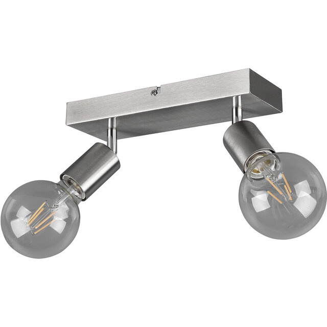 mat nikkel LED plafondspot met 2 lichtpunten en E27 fitting geschikt tot 40W