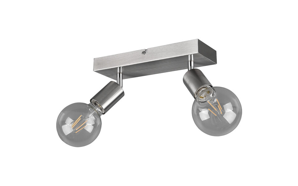 HLW LED LED ceiling spotlight - Trion Zuncka - E27 fitting - 2 lights - Rectangular - Matte nickel - Aluminum