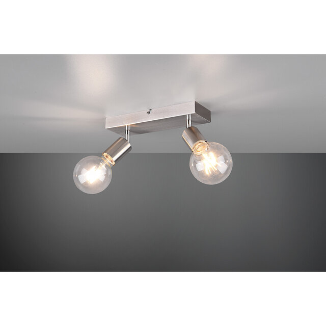 HLW LED LED ceiling spotlight - Trion Zuncka - E27 fitting - 2 lights - Rectangular - Matte nickel - Aluminum
