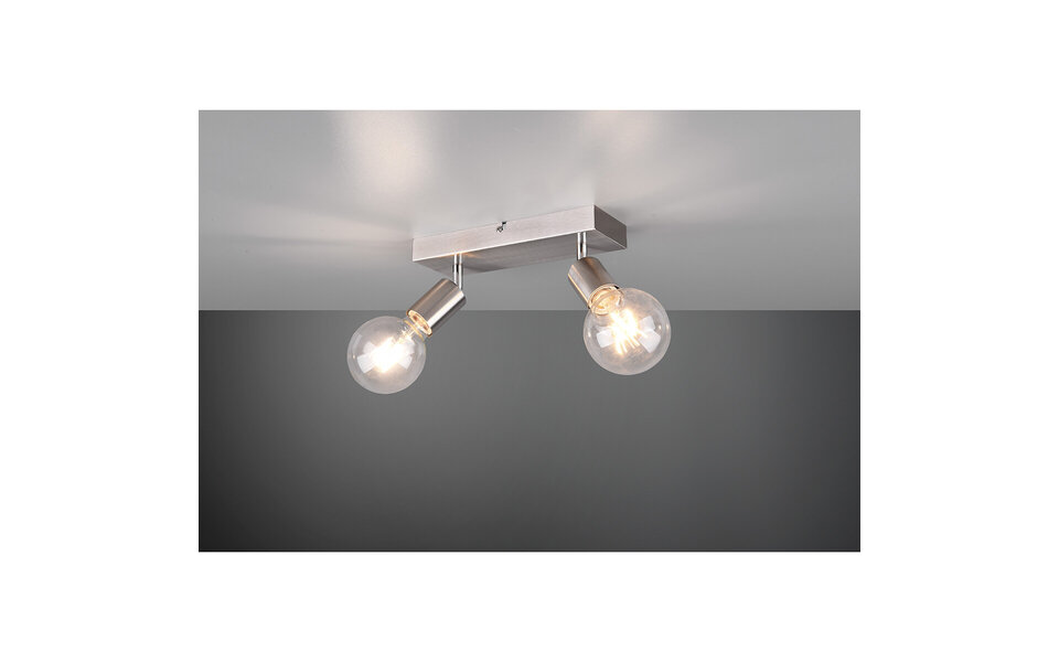 HLW LED LED ceiling spotlight - Trion Zuncka - E27 fitting - 2 lights - Rectangular - Matte nickel - Aluminum