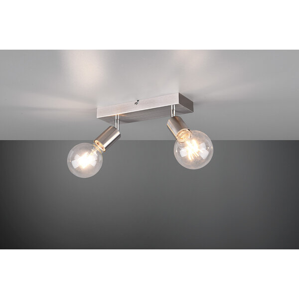 HLW LED LED Plafondspot - Trion Zuncka - E27 Fitting - 2-lichts - Rechthoek - Mat Nikkel - Aluminium HLW LED LED Plafondspot - Trion Zuncka - E27 Fitting - 2-lichts - Rechthoek - Mat Nikkel - Aluminium